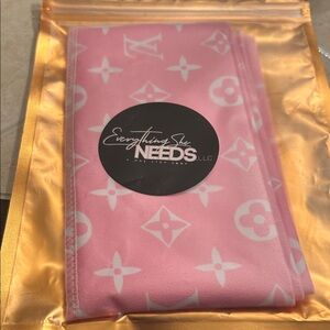 Pink Monogram Print Scarf with White Logo Motif